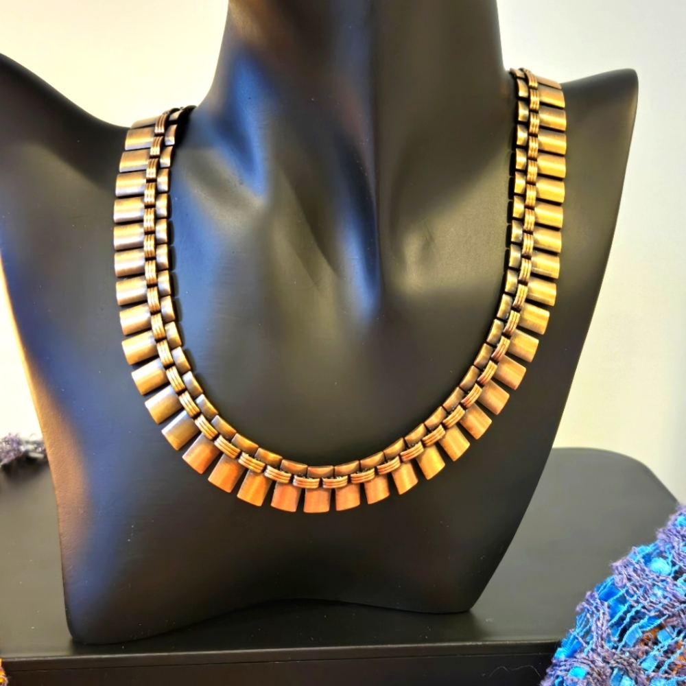Vintage, Mid-Century Modern, Renoir Copper Necklace, Collar Style, 17"